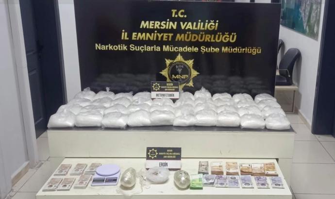 Adresinden 40 kilo eroin ve metamfetamin ele geçirilen şüpheli tutuklandı