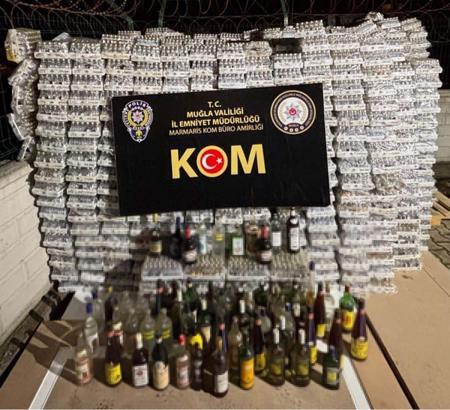 Muğla'da bandrolsüz ve kaçak içki operasyonu