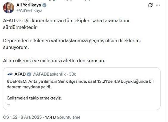 Antalya'da 4.9 büyüklüğünde deprem (2)