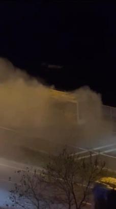 Zonguldak’ta seyir halindeki halk otobüsü yandı