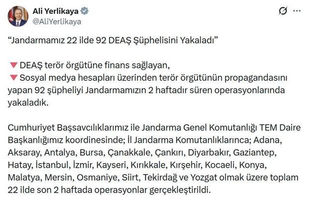 22 ilde DEAŞ operasyonu: 92 gözaltı