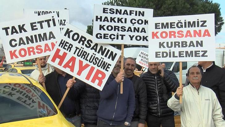 İstanbul'da taksicilerden korsan taşımacılığa karşı konvoylu eylem