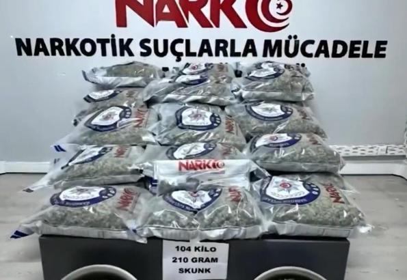 Kayseri’de 104 kilo uyuşturucu ele geçirildi