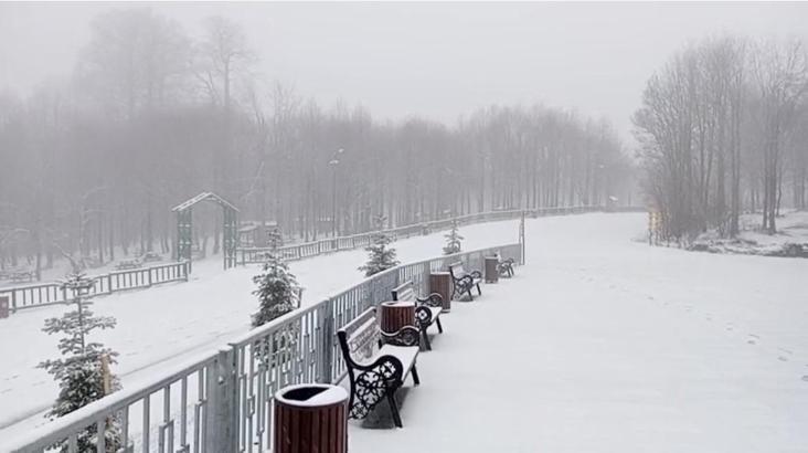 Kuzuyayla Tabiat Parkı beyaza büründü