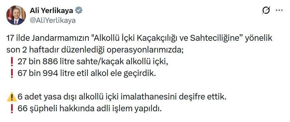 17 ilde kaçak içki operasyonu; 66 şüpheliye işlem yapıldı