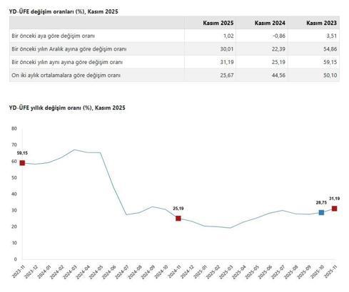 TÜİK: Yurt dışı üretici fiyatları kasımda arttı