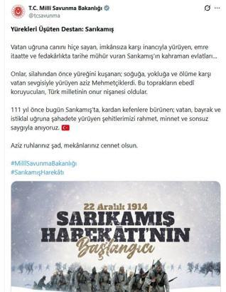 Milli Savunma Bakanlığı, Sarıkamış şehitlerini andı
