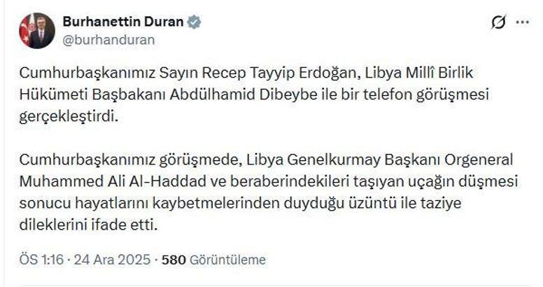 Cumhurbaşkanı Erdoğan'dan Libya Başbakanı Dibeybe'ye taziye telefonu