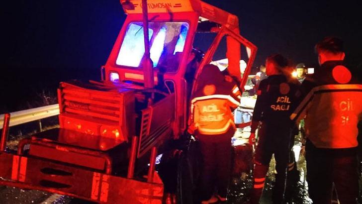 TIR’la çarpışan traktörün sürücüsü ağır yaralandı