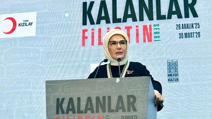 Emine Erdoğan 'Kalanlar' Filistin Sergisi'nin açılışında konuştu