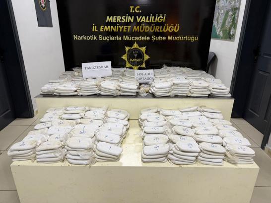 Mersin'de 108 kilo esrar ile 1476 uyuşturucu hap ele geçirildi