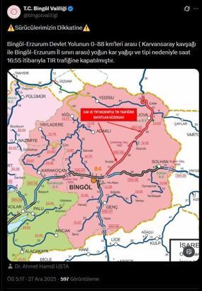 Karlıova'da yoğun kar; 10 köy yolu kapandı (2)