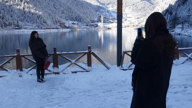 Uzungöl’de kar yağışı sonrası seyirlik manzaralar oluştu / Ek fotoğraflar