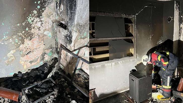 Evde çıkan yangında dumandan etkilendi