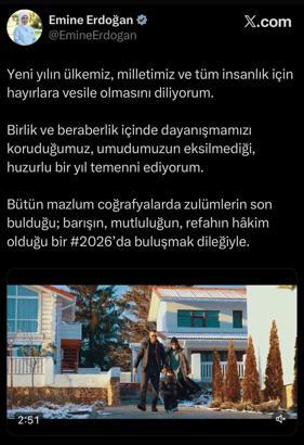 Emine Erdoğan'dan yeni yıl mesajı