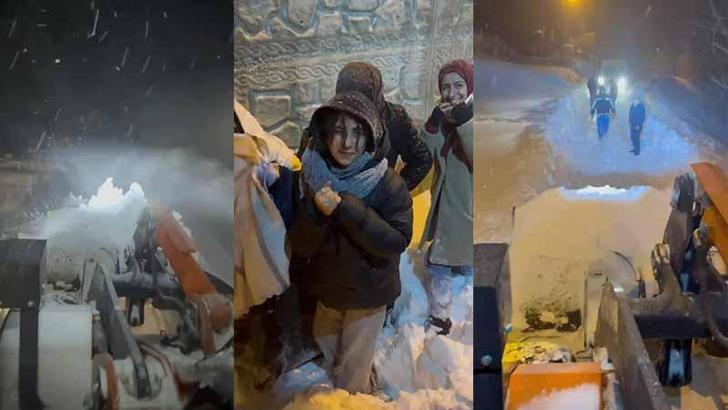 Batman’da kar ve tipide yolda kalan servis minibüsündeki 10 işçi kurtarıldı