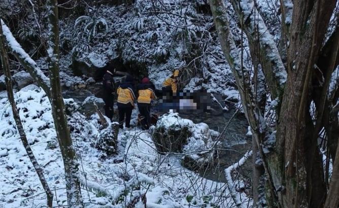 Deredeki otomobile 20 metre mesafede cesedi bulundu