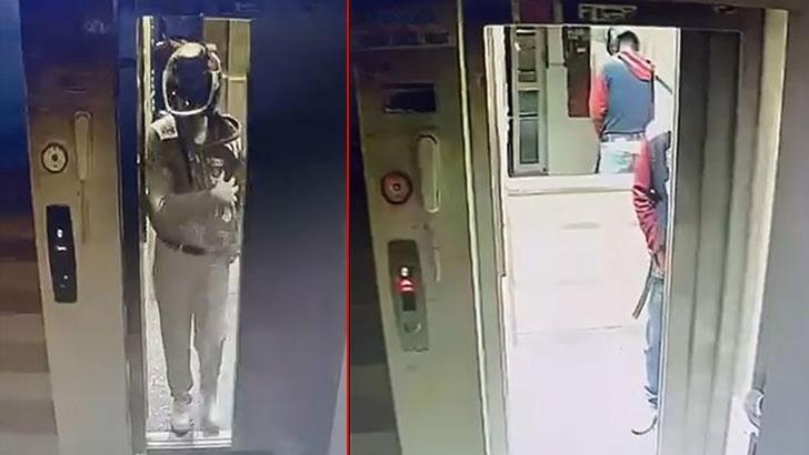 Kaskla apartmana giren şüpheli idrarını yapıp, damdaki kuşları çaldı; o anlar kamerada