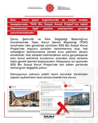 DMM: Sosyal Konut Projesi’nin taksit ödemeleriyle ilgili paylaşımlar gerçeği yansıtmamaktadır