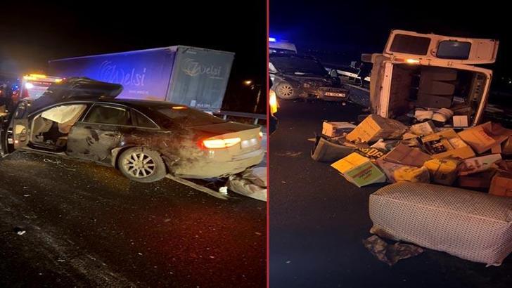 Minibüs ile otomobil otoyolda çarpıştı: 1 ölü, 3 yaralı