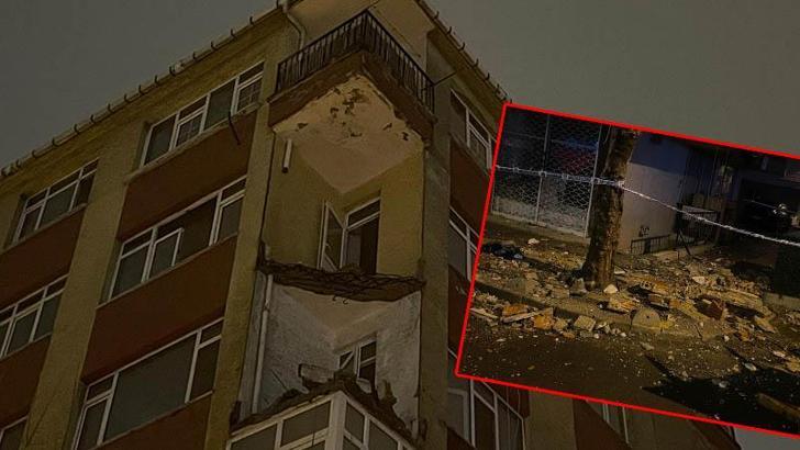 Bahçelievler’de tahliye edilen binanın balkonu çöktü