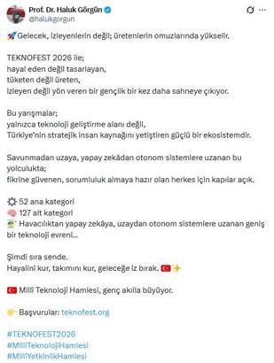 Haluk Görgün'den 'TEKNOFEST 2026' paylaşımı