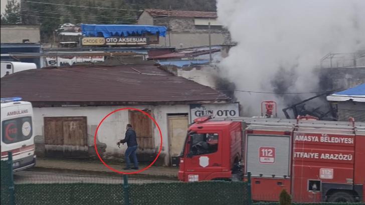 İş yerindeki yangında mahsur kalan yavru köpek kurtarıldı