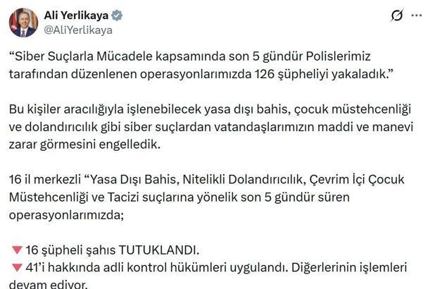 16 ilde siber suç operasyonu: 126 gözaltı