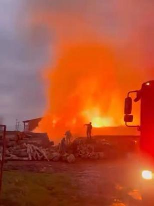 Bursa'da palet fabrikasında yangın