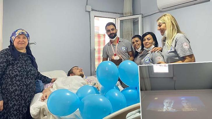 Tavanda film gösterimi yapıp yatalak hastanın hayalini gerçekleştirdiler