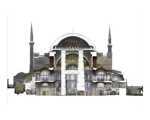 Ayasofya'da kubbe pencere sökümü ve çelik kiriş montajı başladı