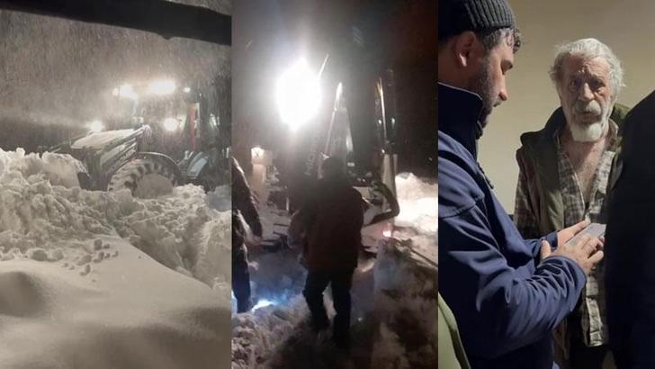 Kardan yolu kapanan köyde tek başına kaldı, kendisine ulaşan ekiplere direndi