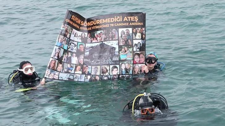 Tuzla'da Kartalkaya’daki yangın faciasında ölen 78 kişi için anma dalışı