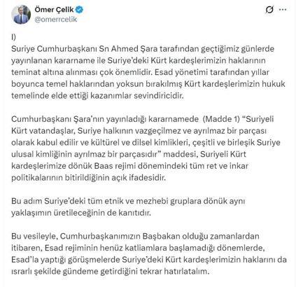Ömer Çelik: SDG/PKK'nın 'darbe girişimi' durdurulmuştur