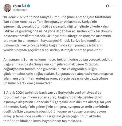 AK Parti’li Ala: Türkiye, Suriye'nin yeniden inşasına yönelik adımları desteklemektedir