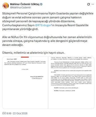 Sözleşmeli personele 'yarı zamanlı çalışma' düzenlemesi, Resmi Gazete'de