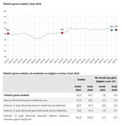 TÜİK: Tüketici güven endeksi ocakta azaldı