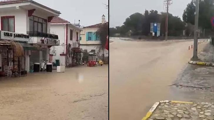 Bozcaada'da sağanak etkili oldu