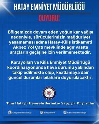 Hatay'da Serinyol–Madenli kara yolu ulaşıma kapatıldı