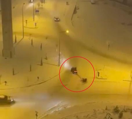 ATV’ye bağladığı leğenle kaydı; o anlar kamerada