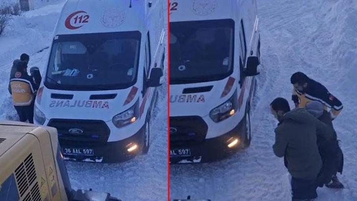 Kars'ta hasta kadın için ekipler seferber oldu