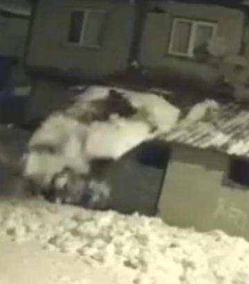 Kar kürerken çatıdan düştü; o anlar kamerada
