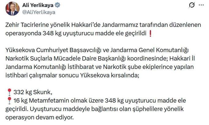 Hakkari'de 348 kilo uyuşturucu madde ele geçirildi