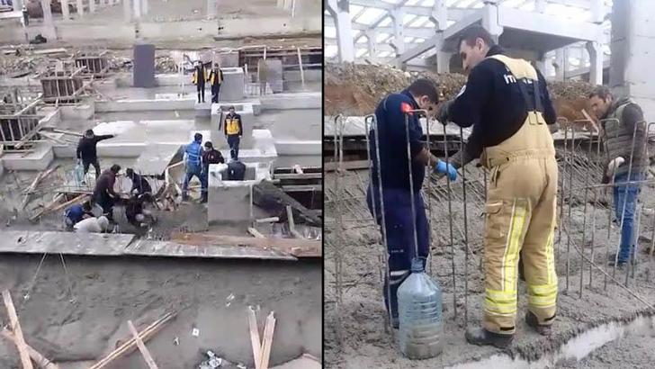 Bursa'da inşaat alanında beton dökümü sırasında göçük; 1 ölü