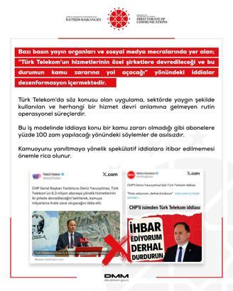DMM: Türk Telekom’un hizmetlerinin özel şirketlere devredileceği iddiası dezenformasyon