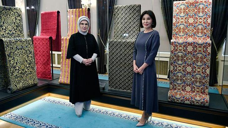 Emine Erdoğan, Özbekistan Cumhurbaşkanı'nın eşi Ziroat Mirziyoyeva ile bir araya geldi