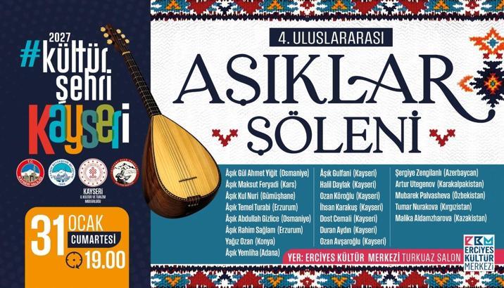 Kayseri’de ‘4. Uluslararası Aşıklar Şöleni’ düzenlenecek