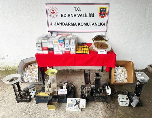 Edirne’de kaçak sigara imalathanesine çevrilen eve operasyon; 1 gözaltı