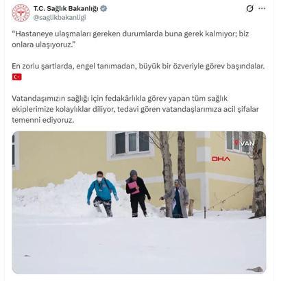 Bakanlıktan zorlu kış şartlarında 'Evde Sağlık Hizmetleri'ne ilişkin paylaşım