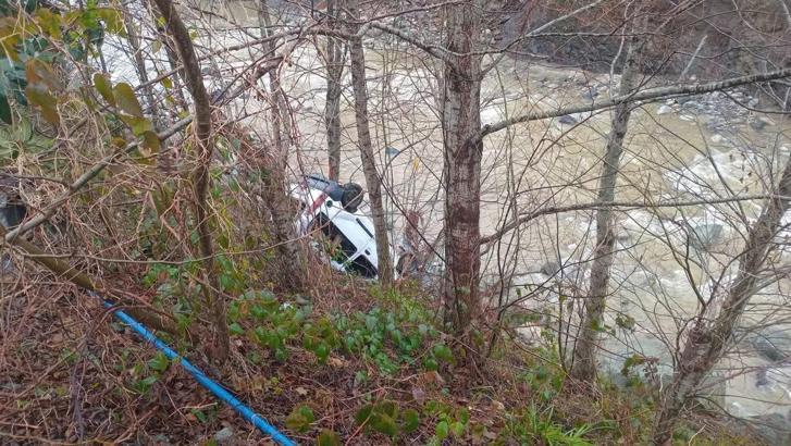 Dereye yuvarlanan hafif ticari aracın sürücüsü öldü